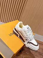 White and Brown Sneakers