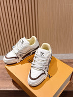 White and Brown Sneakers