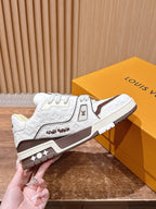 White and Brown Sneakers