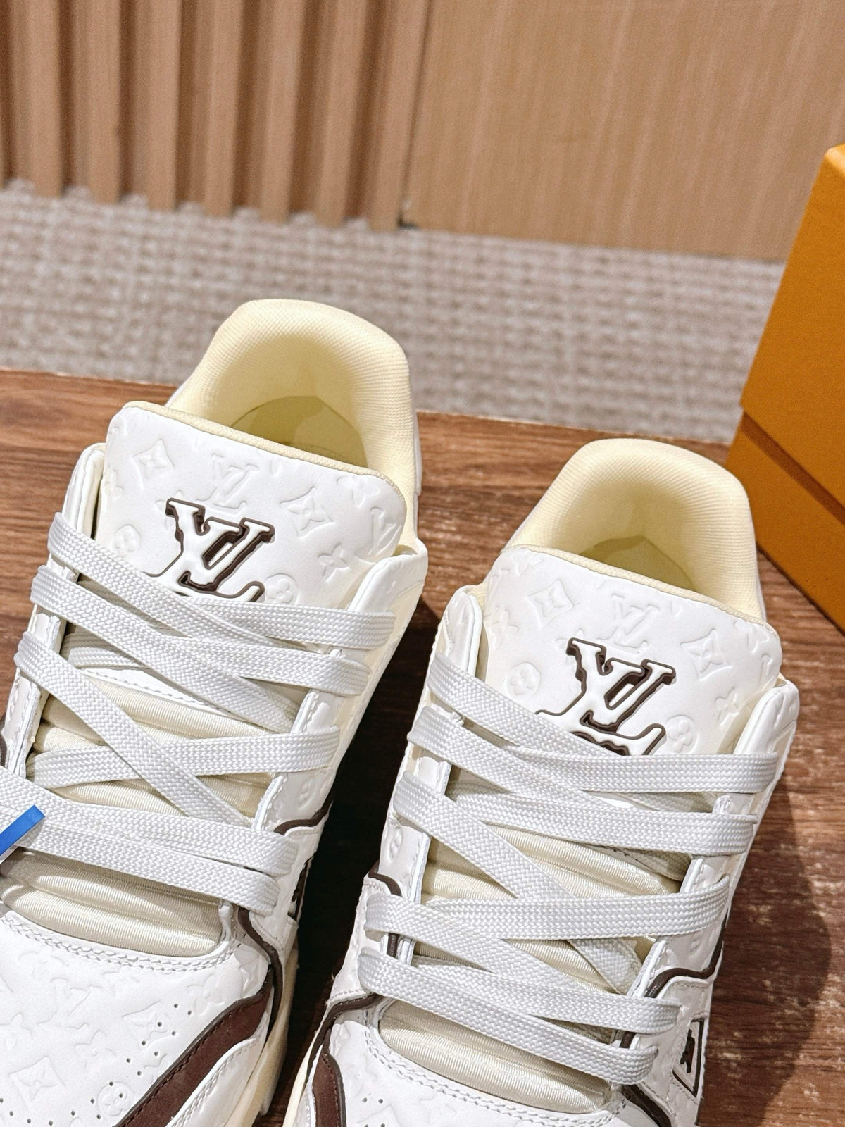 White and Brown Sneakers