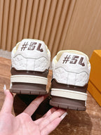 White and Brown Sneakers