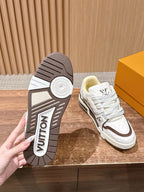 White and Brown Sneakers