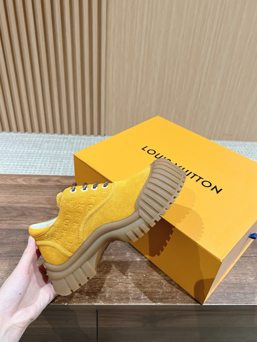 Beige Leather Lug Sole Ankle Boot - Women's