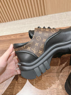 Beige Leather Lug Sole Ankle Boot - Women's