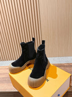 Black Suede Gum Sole Ankle Boot - Women's