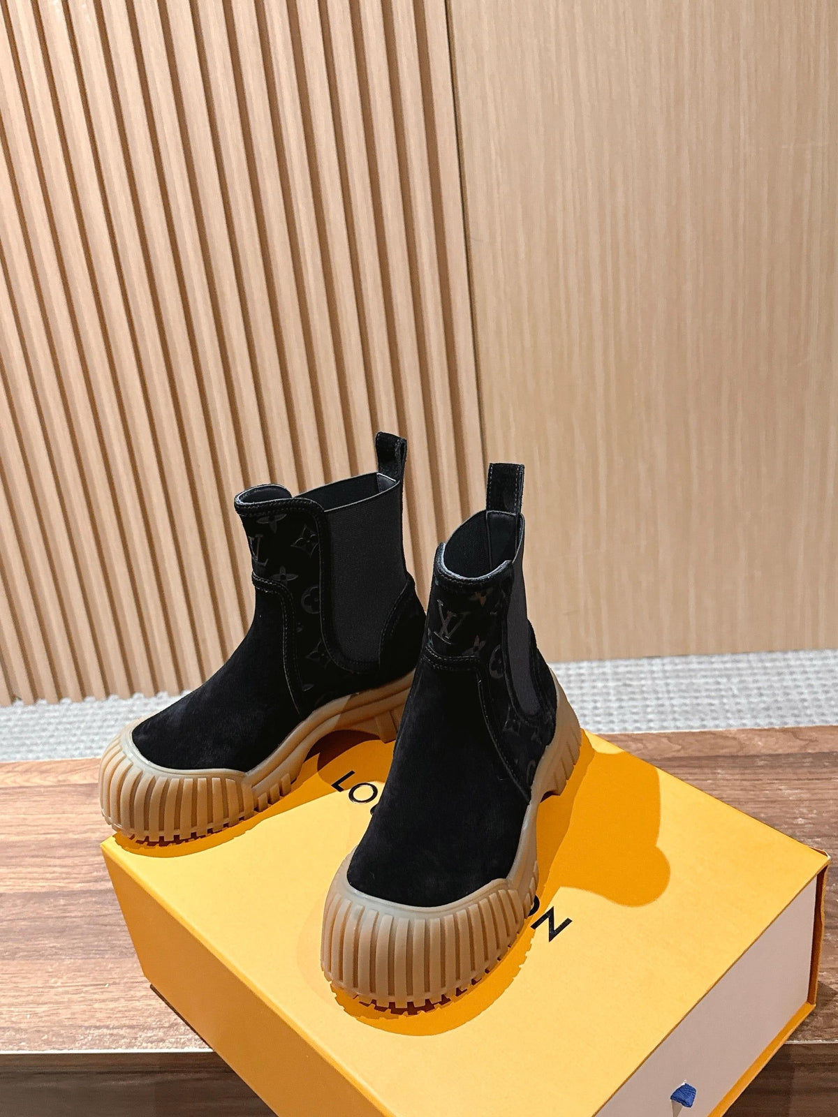 Black Suede Gum Sole Ankle Boot - Women's