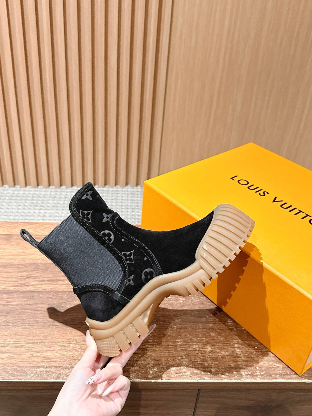 Black Suede Gum Sole Ankle Boot - Women's