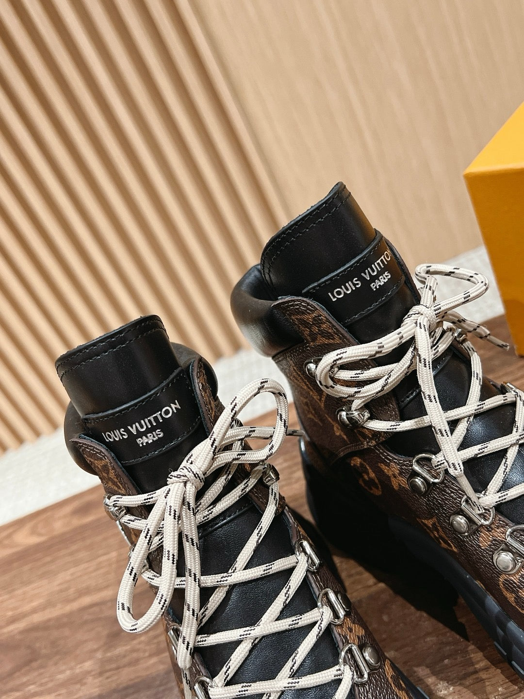 Black Leather Lug Sole Lace-Up Boot - Women's