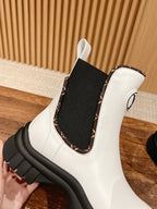 Black Leather Logo Chelsea Boot - Women's