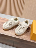 Cream Leather Embossed Low-Top - Women's