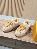 Cream Leather Embossed Low-Top - Women's