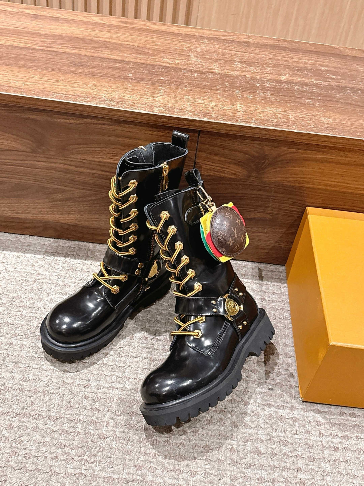 Black Leather Charm Mid-Calf Boot - Women's