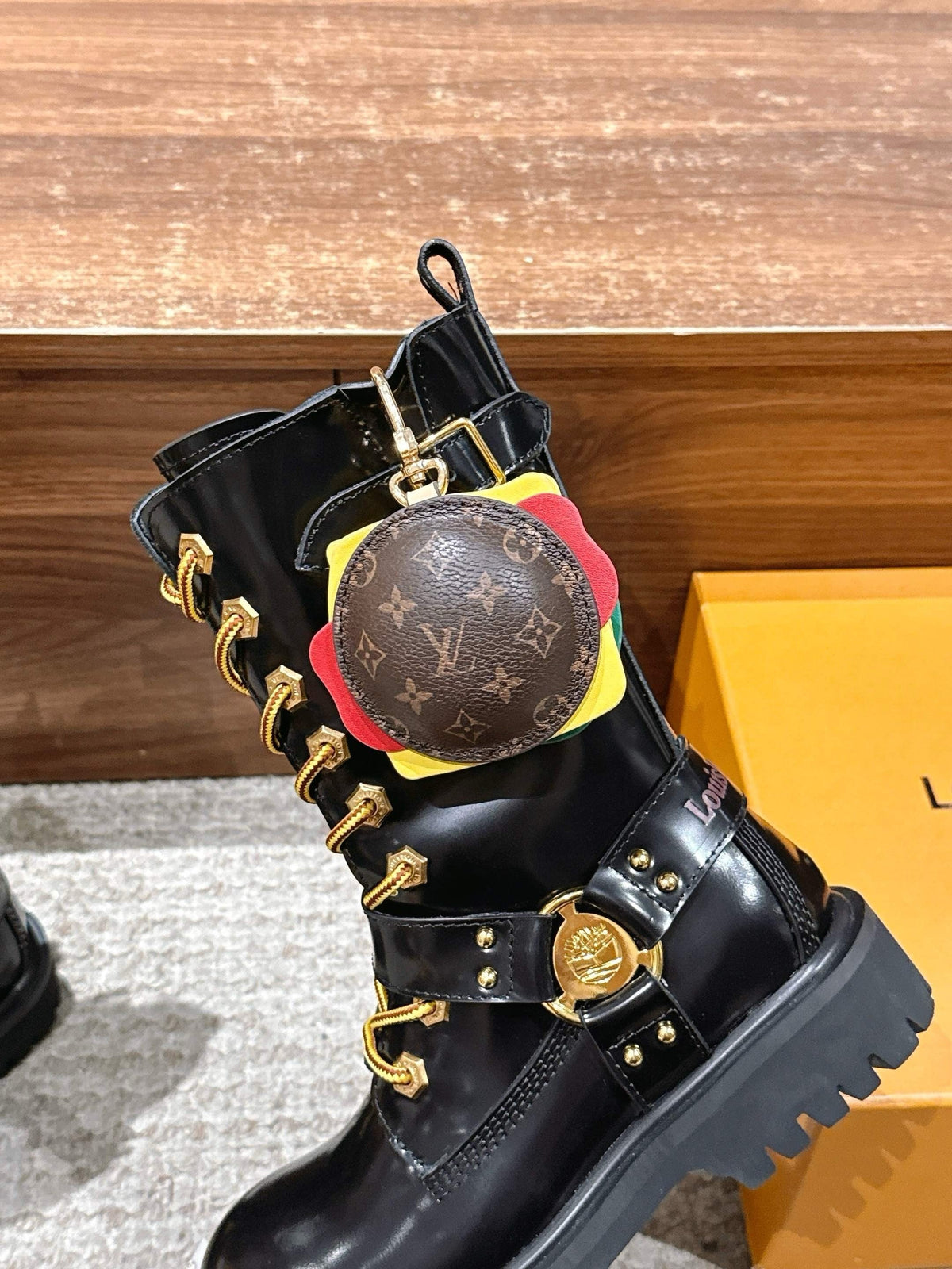 Black Leather Charm Mid-Calf Boot - Women's
