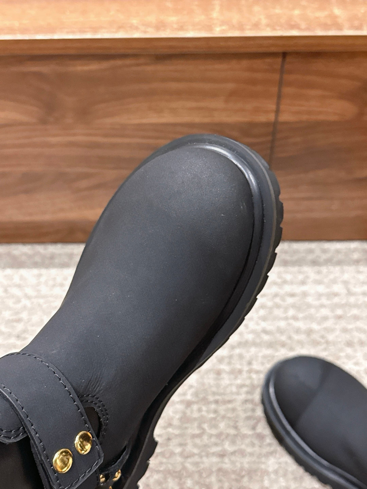 Black Leather Charm Knee-High Boot - Women's
