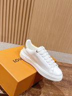 White Leather Monogram Toe Low-Top - Women's