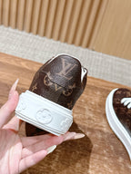 White Leather Monogram Toe Low-Top - Women's