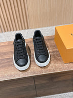 Black Leather Plain Low-Top - Women's