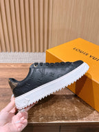 Black Leather Plain Low-Top - Women's