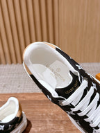 Black Leather Plain Low-Top - Women's