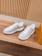 Black Leather Plain Low-Top - Women's