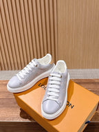 Black Leather Plain Low-Top - Women's