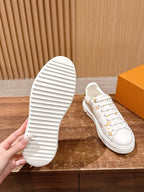 Black Leather Plain Low-Top - Women's