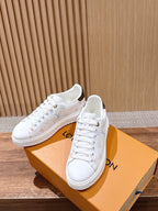 Black Leather Plain Low-Top - Women's