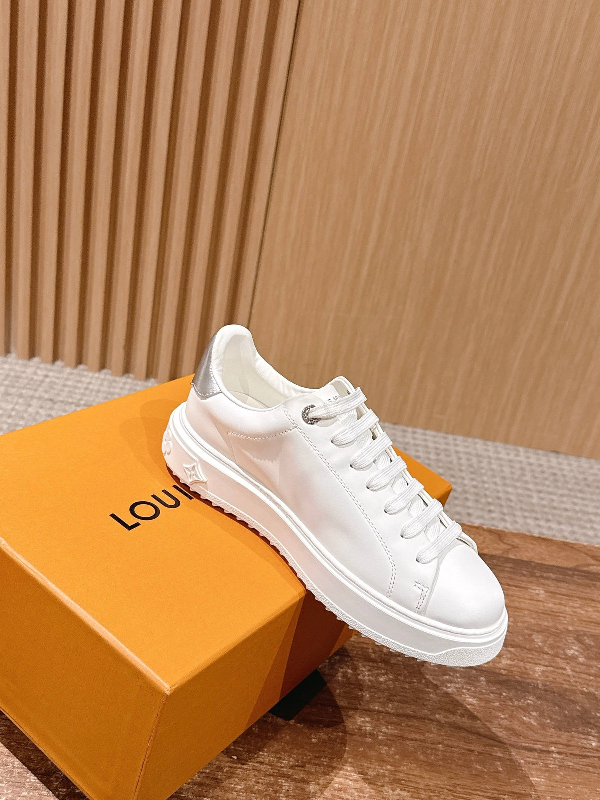 White Leather Monogram Low-Top - Women's
