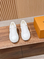 White Leather Monogram Low-Top - Women's