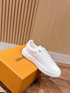 White Leather Monogram Low-Top - Women's