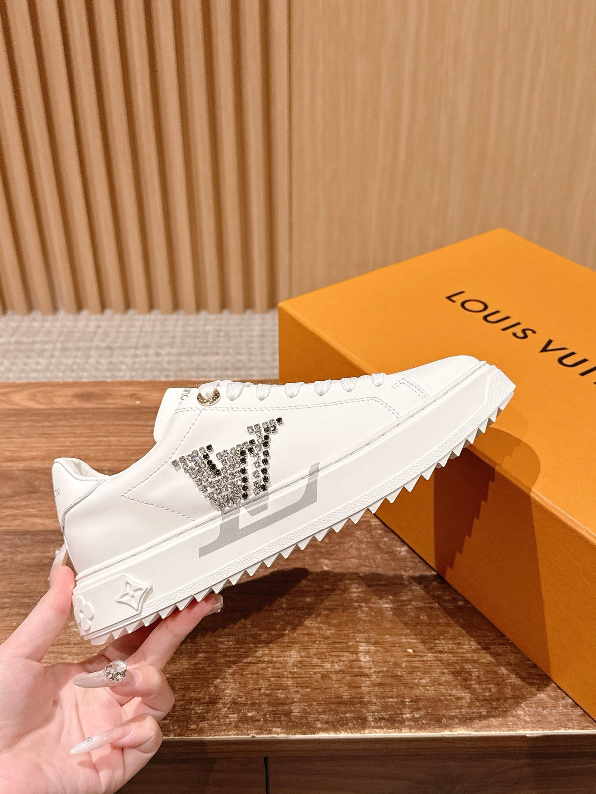 White Leather Monogram Low-Top - Women's