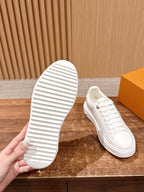 White Leather Monogram Low-Top - Women's