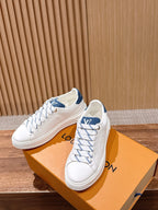 White Leather Monogram Low-Top - Women's