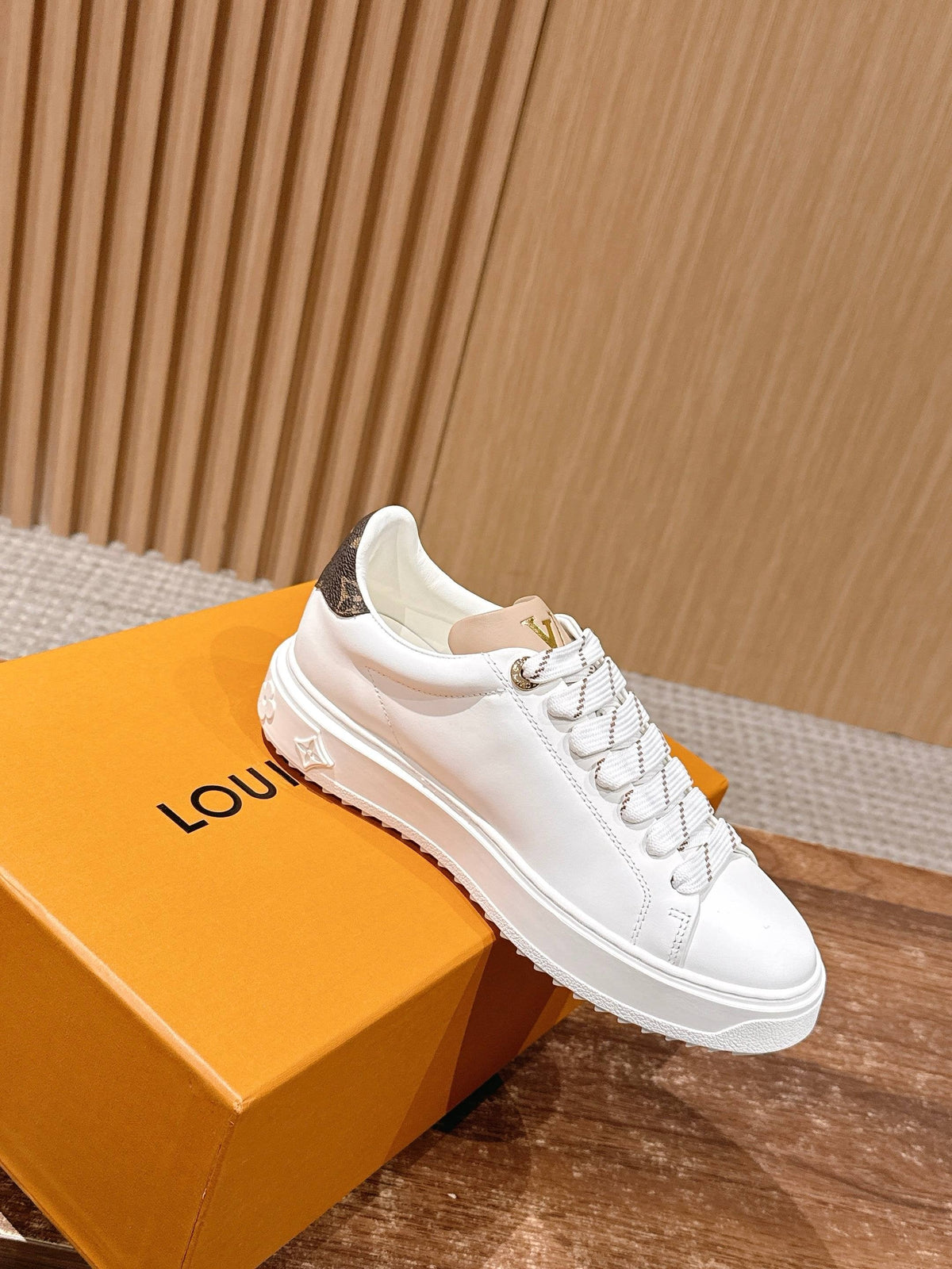 White Leather Monogram Low-Top - Women's