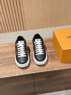 Black Leather Monogram Toe Low-Top - Women's
