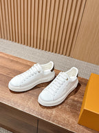 White Leather Embellished Low-Top - Women's