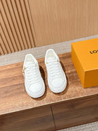 White Leather Embellished Low-Top - Women's