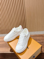 White Leather Embellished Low-Top - Women's