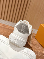 White Leather Embellished Low-Top - Women's