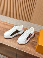 White Leather Embellished Low-Top - Women's