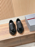 Black Leather Patent Low-Top - Men's