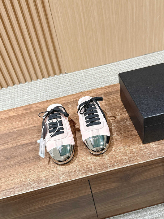 Pink Leather Metal Toe Low-Top - Women's