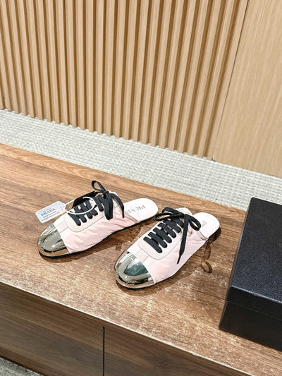 Pink Leather Metal Toe Low-Top - Women's