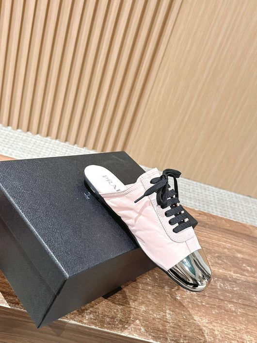 Pink Leather Metal Toe Low-Top - Women's