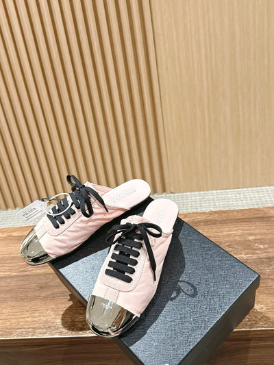 Pink Leather Metal Toe Low-Top - Women's