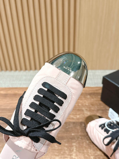 Pink Leather Metal Toe Low-Top - Women's