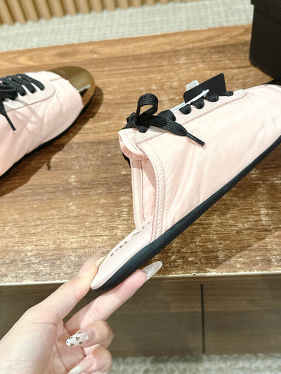 Pink Leather Metal Toe Low-Top - Women's