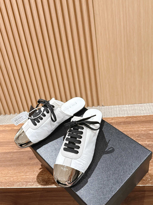 Pink Leather Metal Toe Low-Top - Women's