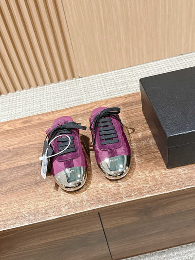 Pink Leather Metal Toe Low-Top - Women's