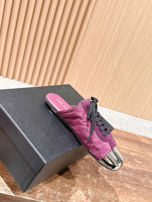 Pink Leather Metal Toe Low-Top - Women's